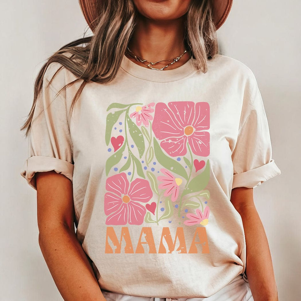 Abstract Floral Mama Tee – Colorful Mother’s Day Graphic T-Shirt - ML201