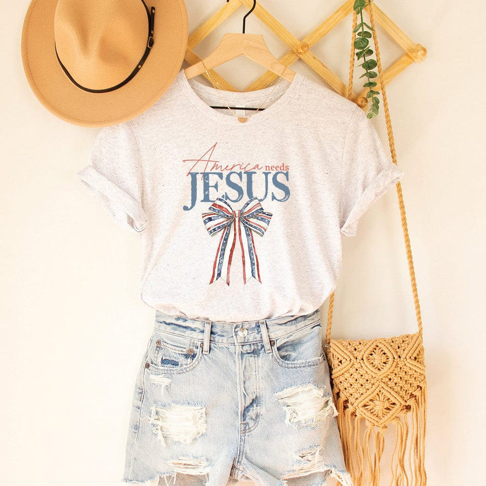 America Needs Jesus Tee – Patriotic Christian Bow T-Shirt - WE401