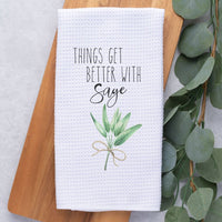 Better with Sage Waffle Weave Microfiber Tea Towel – 16" x 24" Kitchen Decor