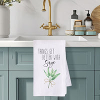 Better with Sage Waffle Weave Microfiber Tea Towel – 16" x 24" Kitchen Decor