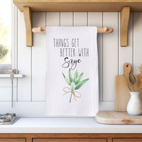 Better with Sage Waffle Weave Microfiber Tea Towel – 16" x 24" Kitchen Decor