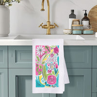 Choose Joy Floral Waffle Weave Microfiber Tea Towel – 16" x 24" Kitchen Decor