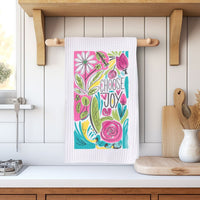 Choose Joy Floral Waffle Weave Microfiber Tea Towel – 16" x 24" Kitchen Decor