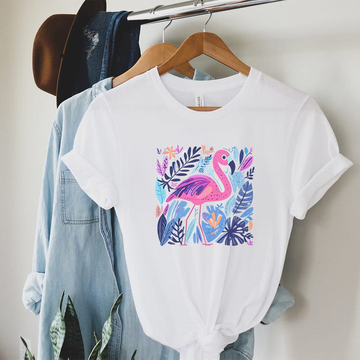 Rockledge Designs LLC Shirts & Tops Tropical Flamingo Graphic Tee – Colorful Summer Bird Shirt – Beach Vacation T-Shirt - SE112 Tropical Flamingo Graphic Tee – Colorful Summer Bird Shirt – Beach Vacation T-Shirt - SE112
