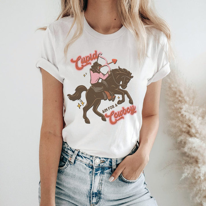 Cupid Aim for a Cowboy Tee - Western Valentine Graphic T-Shirt – VD300