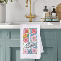 Every Season Floral Waffle Weave Microfiber Tea Towel – 16" x 24" Kitchen Decor