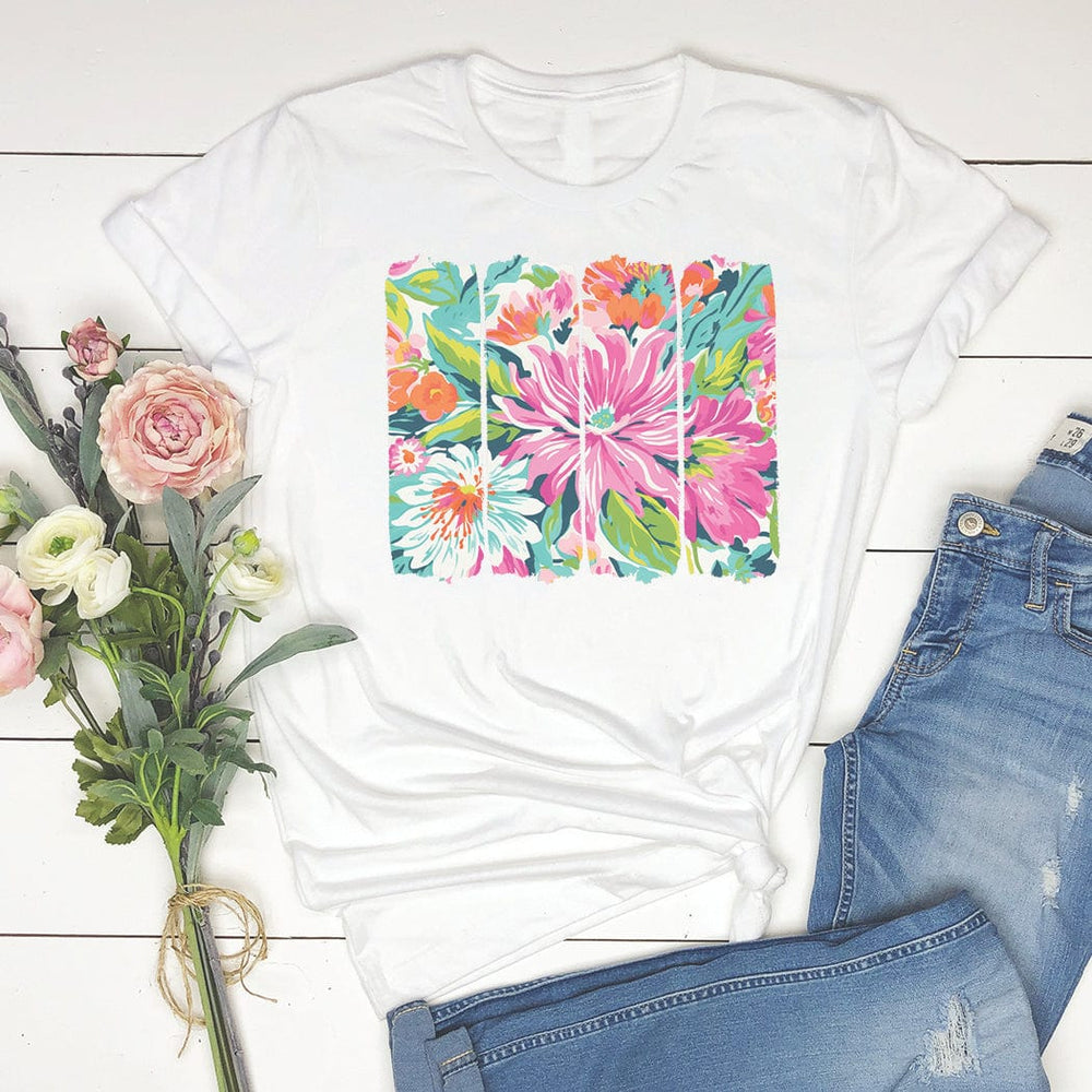 Vibrant Floral Brushstroke Tee – Bold Spring Flower Art Graphic T-Shirt - SE101