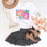 Bold Floral Brushstroke Tee – Colorful Peony Art Graphic T-Shirt - SE102