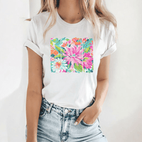 Vibrant Floral Brushstroke Tee – Bold Spring Flower Art Graphic T-Shirt - SE101