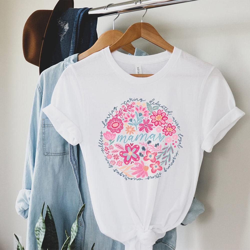 Floral Mama Tee – Mother’s Day Flower Wreath Graphic T-Shirt - ML203