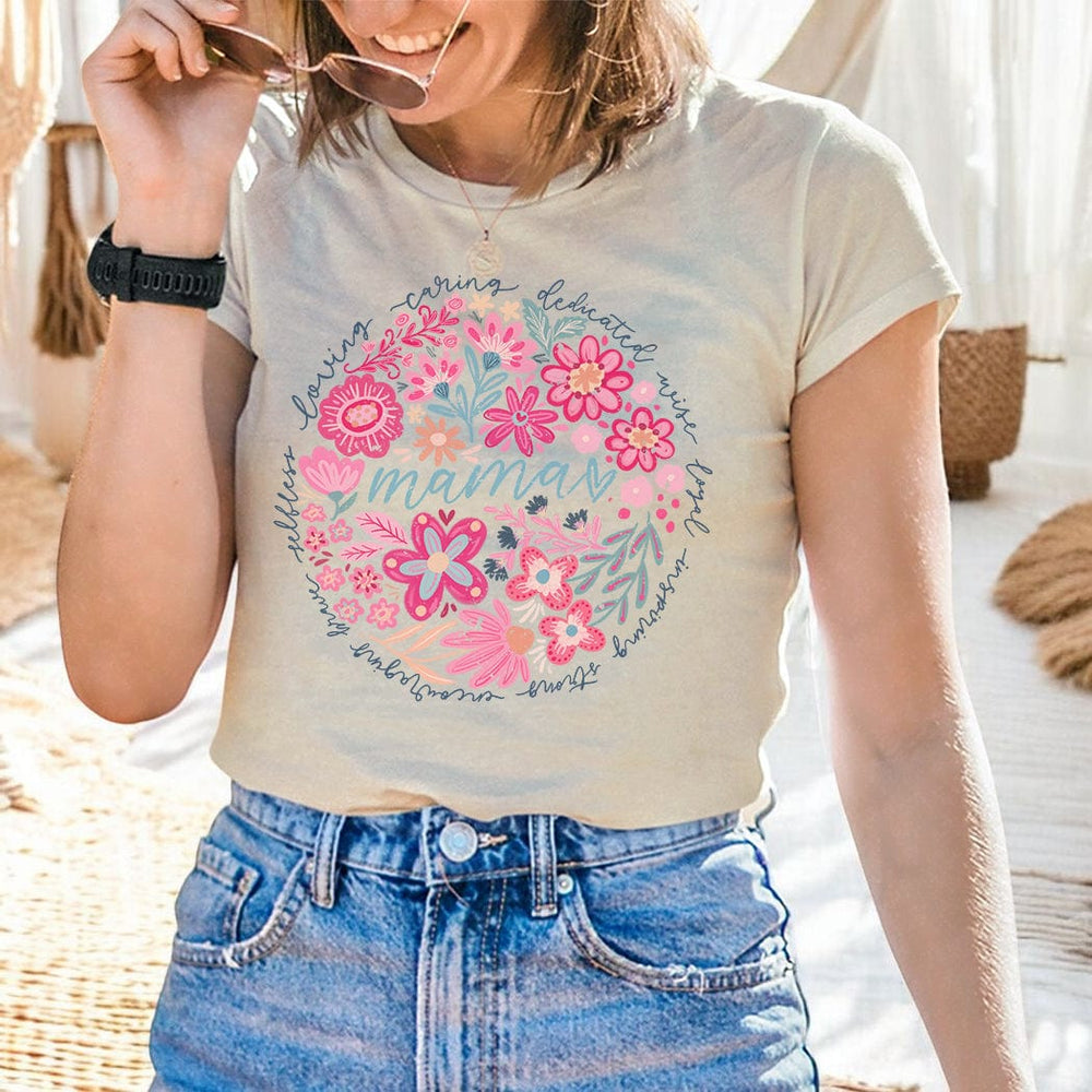 Floral Mama Tee – Mother’s Day Flower Wreath Graphic T-Shirt - ML203