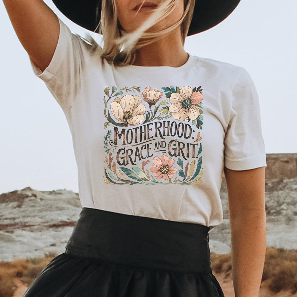 Rockledge Designs LLC Shirts & Tops Motherhood: Grace and Grit Floral Western Tee – Inspirational Mom T-Shirt - MD901 Motherhood: Grace and Grit Floral Western Tee – Inspirational Mom T-Shirt - MD901