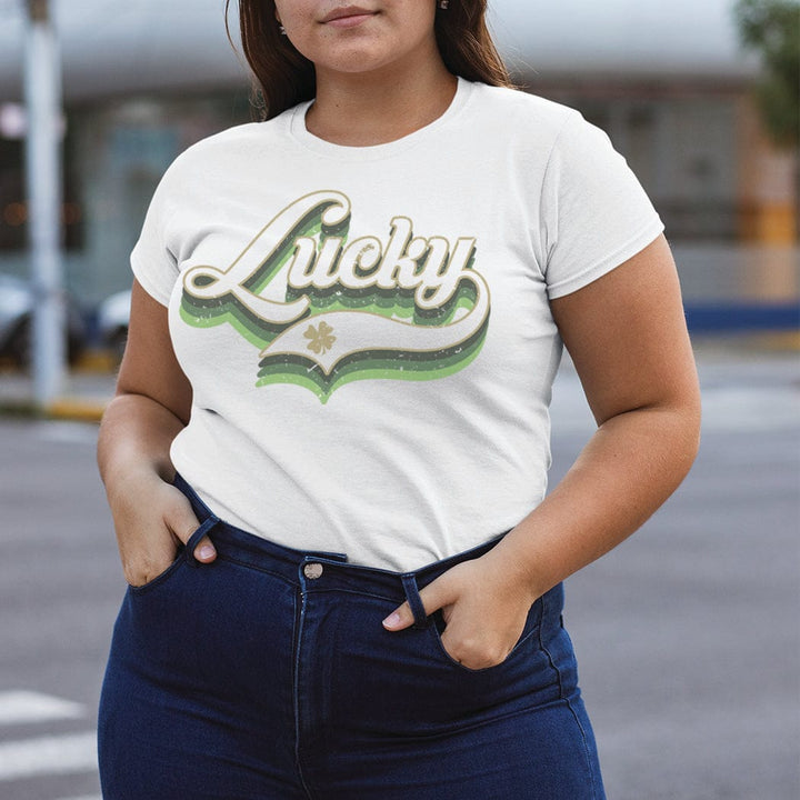 Lucky Retro St. Patrick’s Day Tee – Vintage Green Script Graphic T-Shirt – HO103