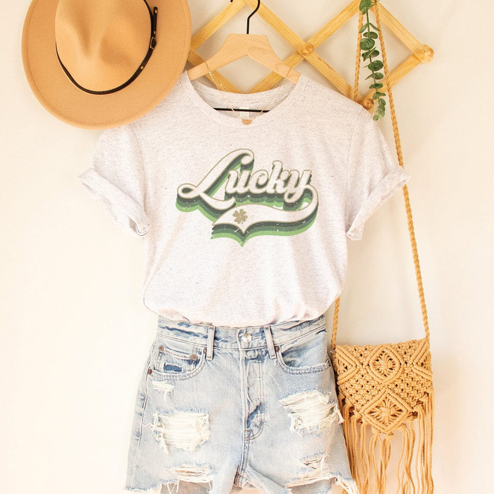 Lucky Retro St. Patrick’s Day Tee – Vintage Green Script Graphic T-Shirt – HO103