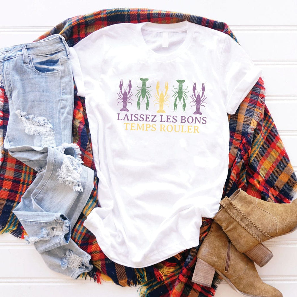 Laissez Les Bons Temps Rouler Tee – Mardi Gras Crawfish Graphic T-Shirt – HO120