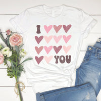 I Heart You Tee – Pink Valentine Hearts Graphic T-Shirt – VD303