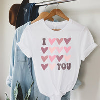 I Heart You Tee – Pink Valentine Hearts Graphic T-Shirt – VD303