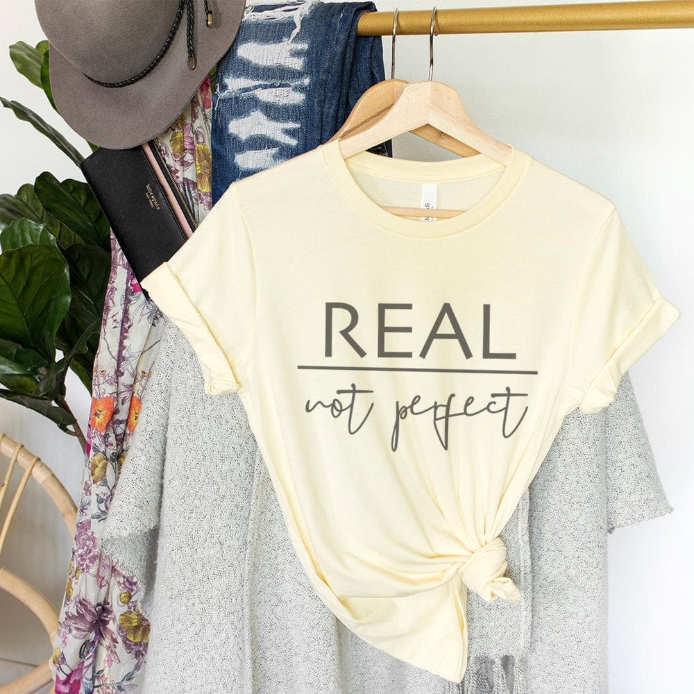 Real Not Perfect Minimalist Inspirational Graphic T-Shirt - IN131