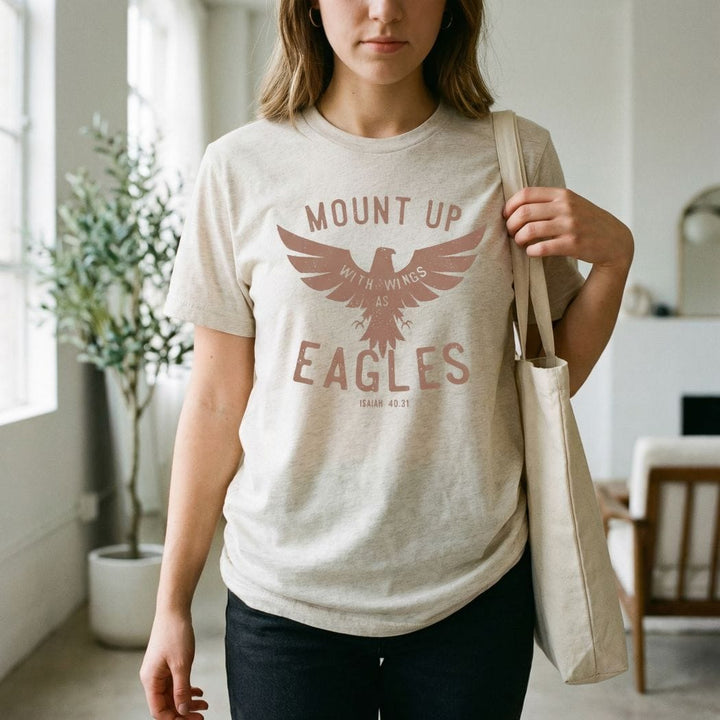 Rockledge Designs LLC Shirts & Tops Mount Up With Wings as Eagles Christian Graphic T-Shirt – Isaiah 40:31 - IN146 Mount Up With Wings as Eagles Christian Graphic T-Shirt – Isaiah 40:31 - IN146