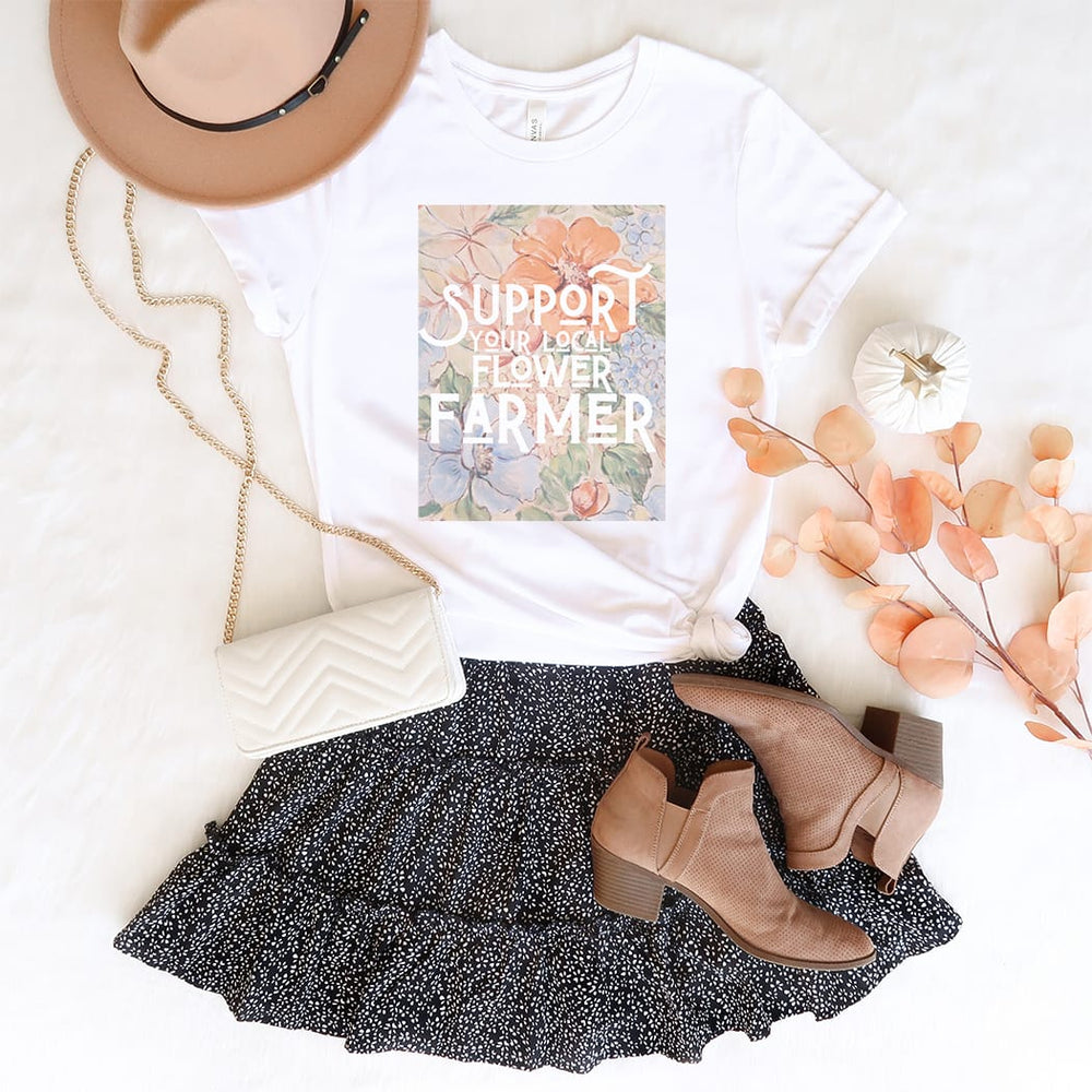Rockledge Designs LLC Shirts & Tops Support Your Local Flower Farmer Graphic Tee – Cottagecore Garden Lover T-Shirt  - SP900 Support Your Local Flower Farmer Graphic Tee – Cottagecore Garden Lover T-Shirt  - SP900