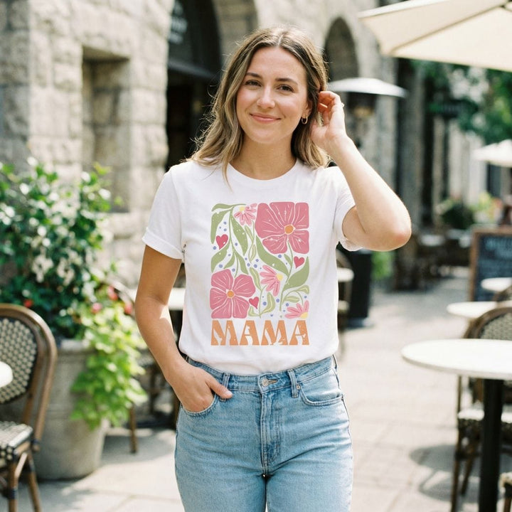 Abstract Floral Mama Tee – Colorful Mother’s Day Graphic T-Shirt - ML201