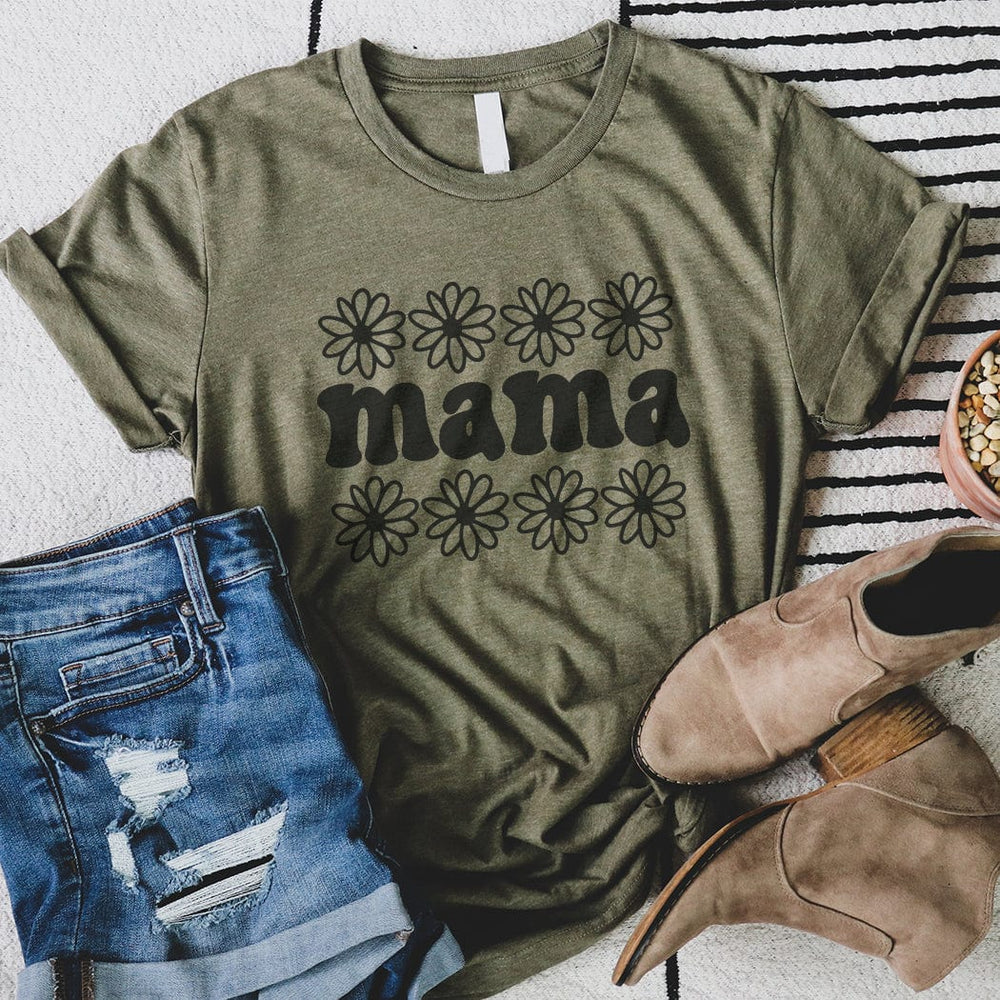 Mama Daisy Tee – Retro Floral Mama T-Shirt for Moms - ML300