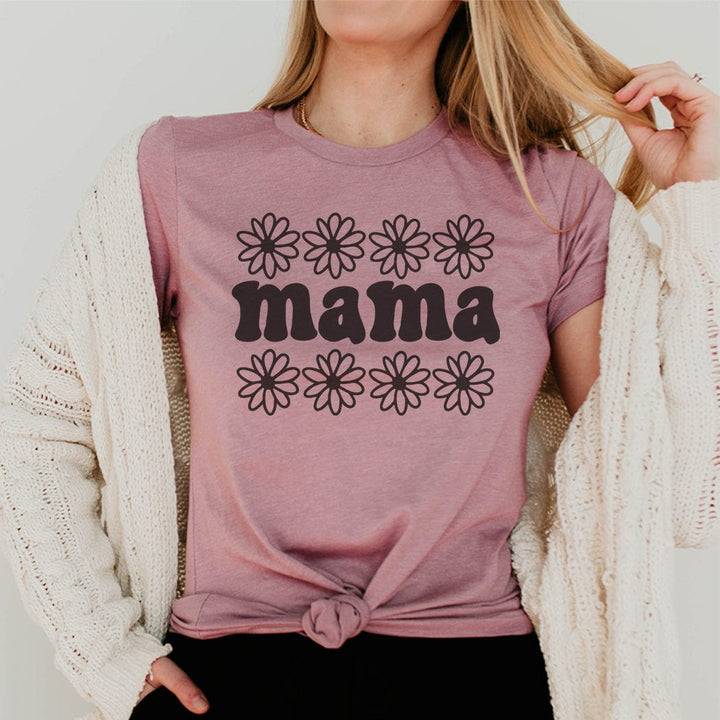 Mama Daisy Tee – Retro Floral Mama T-Shirt for Moms - ML300