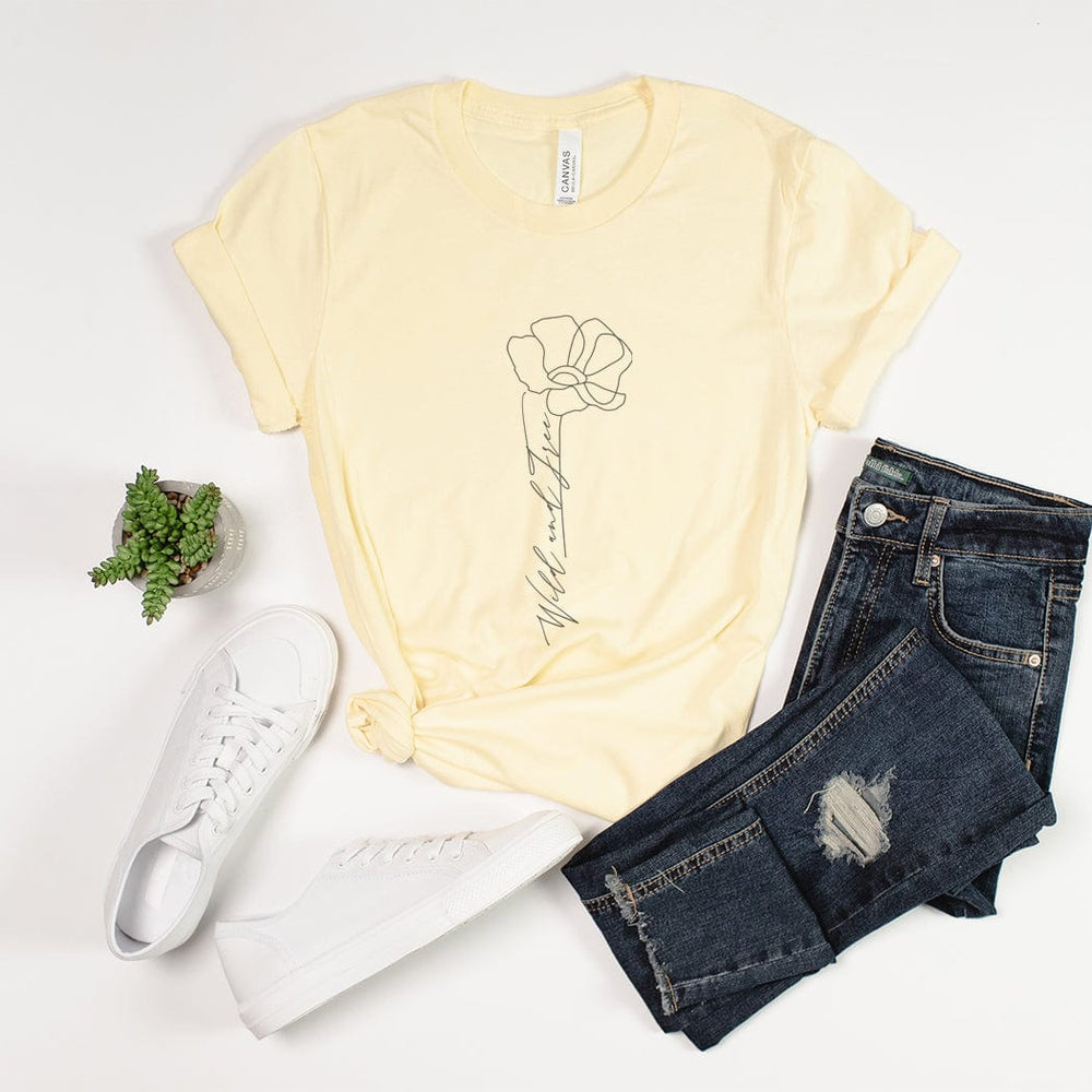 Wild & Free Minimalist Line Art Flower T-Shirt - NA118