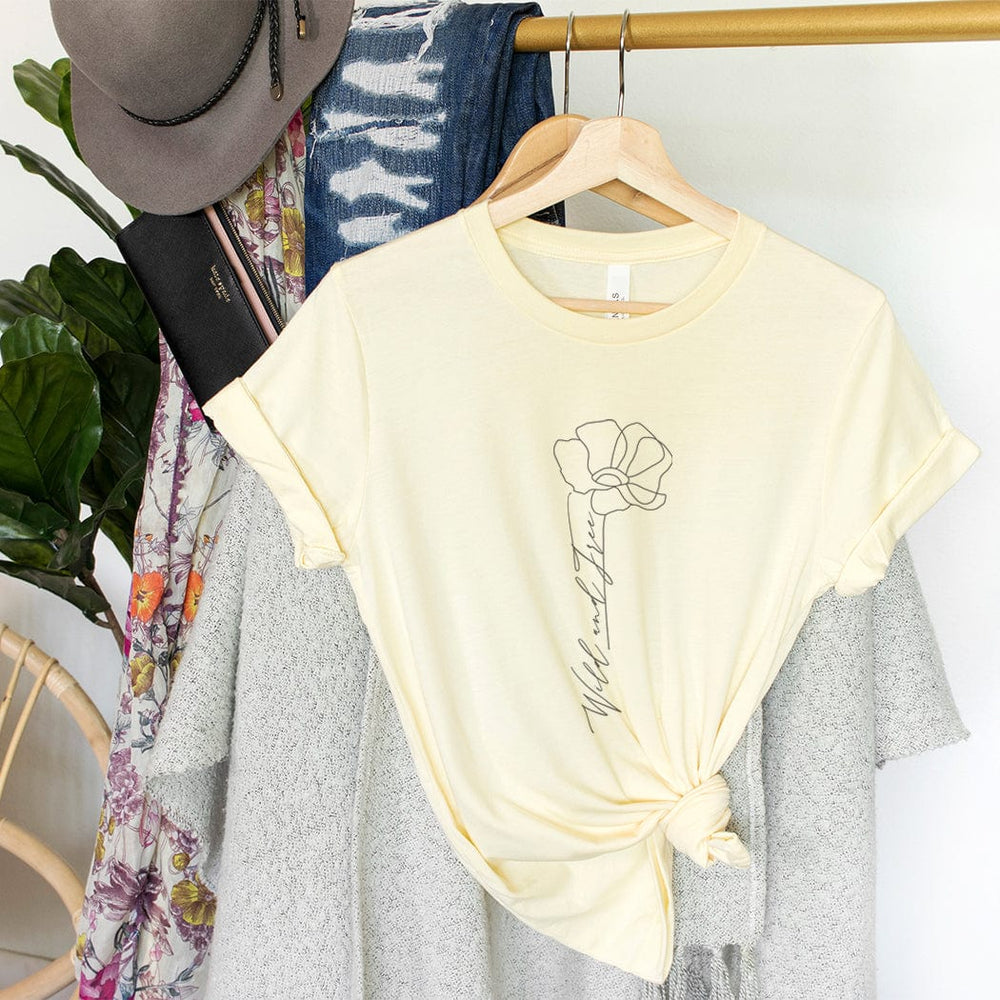 Wild & Free Minimalist Line Art Flower T-Shirt - NA118