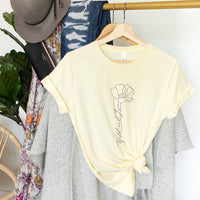 Wild & Free Minimalist Line Art Flower T-Shirt - NA118