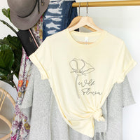 Wild Flower Line Art Tee – Minimalist Floral Graphic T-Shirt - NA119