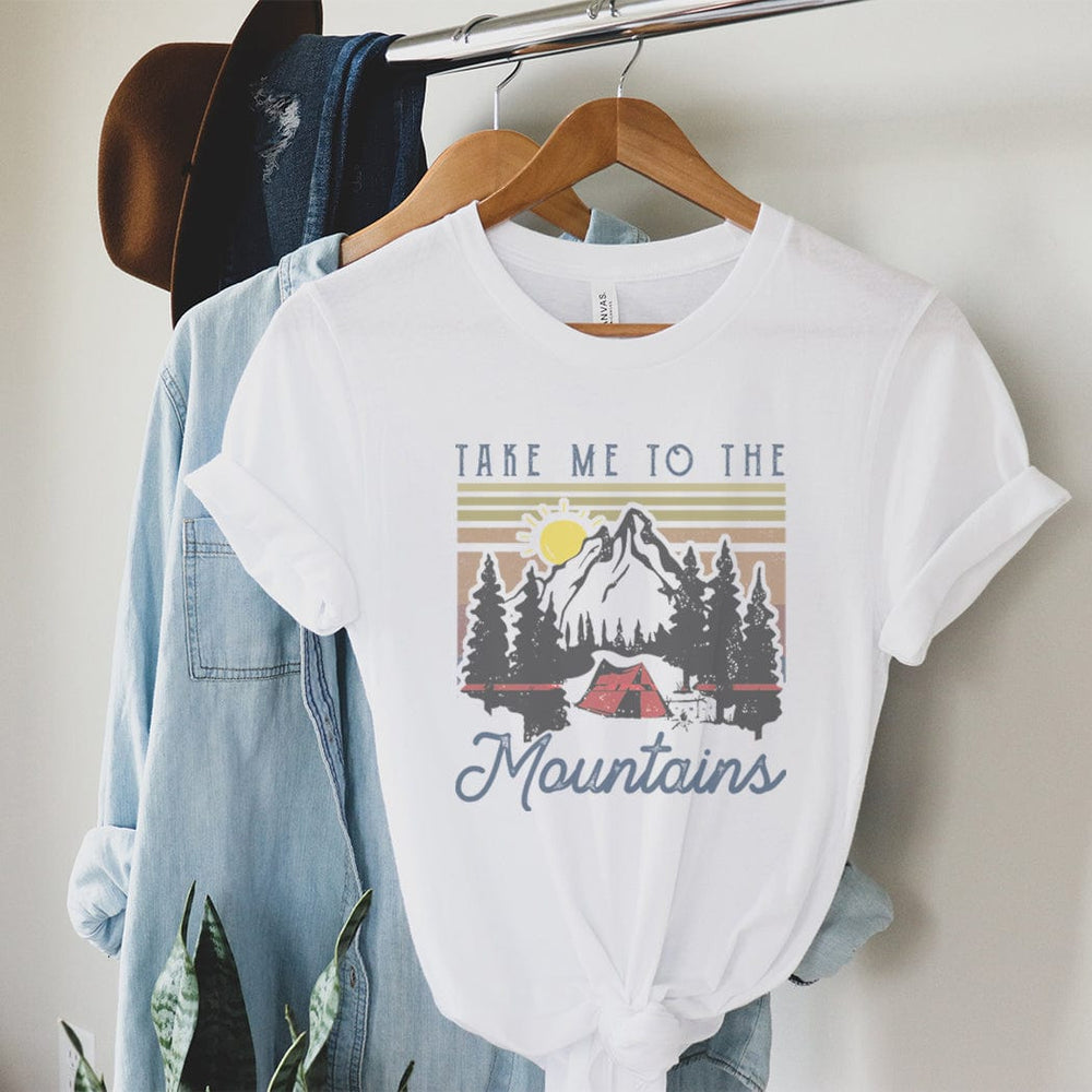 Take Me to the Mountains Camping Tee – Retro Mountain Adventure Graphic T-Shirt - NA140