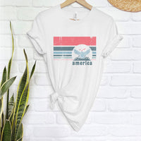 America Eagle Retro Stripes Tee – Vintage Patriotic Graphic T-Shirt - NA157