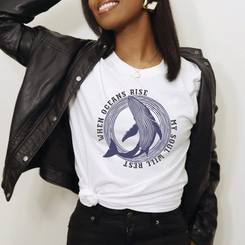 When Oceans Rise My Soul Will Rest Tee – Christian Whale Graphic T-Shirt - SE107