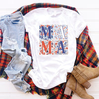 Patriotic Floral Mama Tee – Red, White & Blue Mama T-Shirt - WE304