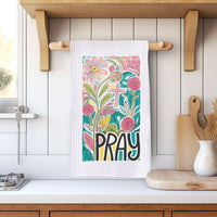 Pray Floral Waffle Weave Microfiber Tea Towel – 16" x 24" Kitchen Decor