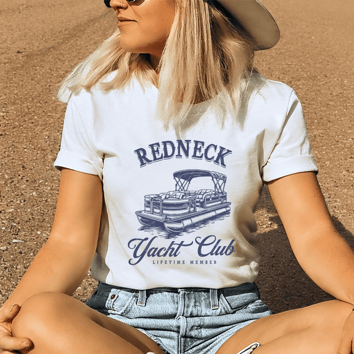 Redneck Yacht Club Tee – Pontoon Boat Graphic Shirt – Funny Lake Life T-Shirt - SE121