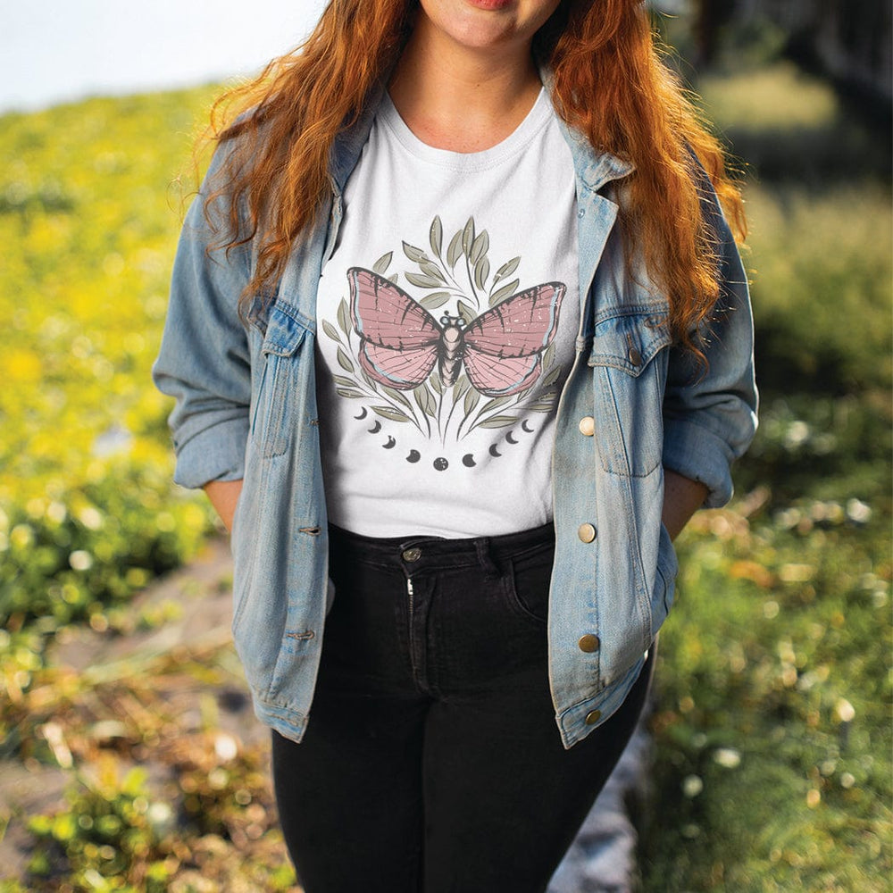 Mystic Butterfly Graphic Tee – Boho Moon Phase Nature Shirt - SP119