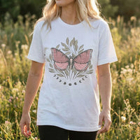 Rockledge Designs LLC Shirts & Tops Mystic Butterfly Graphic Tee – Boho Moon Phase Nature Shirt - SP119 Mystic Butterfly Graphic Tee – Boho Moon Phase Nature Shirt - SP119