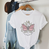 Mystic Butterfly Graphic Tee – Boho Moon Phase Nature Shirt - SP119
