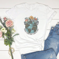 Make Every Day Earth Day Graphic Tee – Floral Earth Planet Eco Shirt - SP130