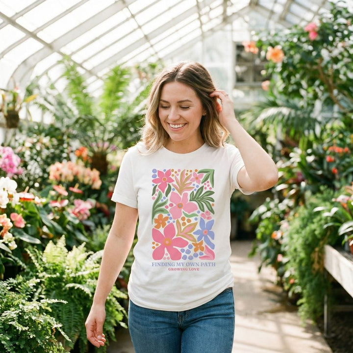 Rockledge Designs LLC Shirts & Tops Finding My Own Path Floral Tee – Inspirational Growing Love Shirt - SP417 Finding My Own Path Floral Tee – Inspirational Growing Love Shirt - SP417