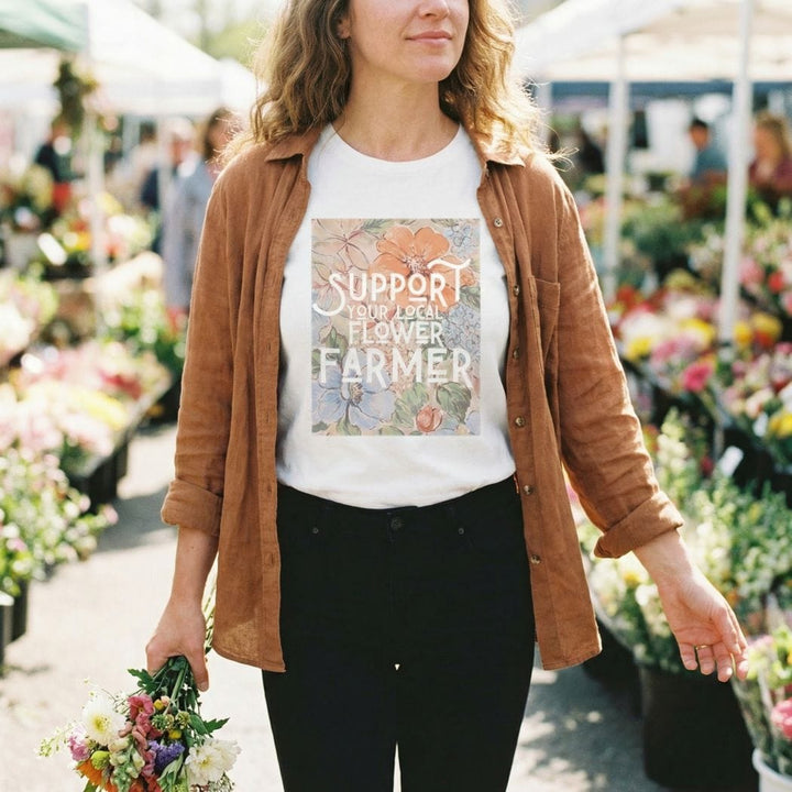 Support Your Local Flower Farmer Graphic Tee – Cottagecore Garden Lover T-Shirt  - SP900