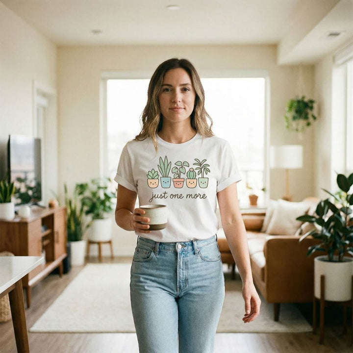 Just One More Plant Graphic Tee – Cute Succulent & Houseplant T-Shirt  - SP901