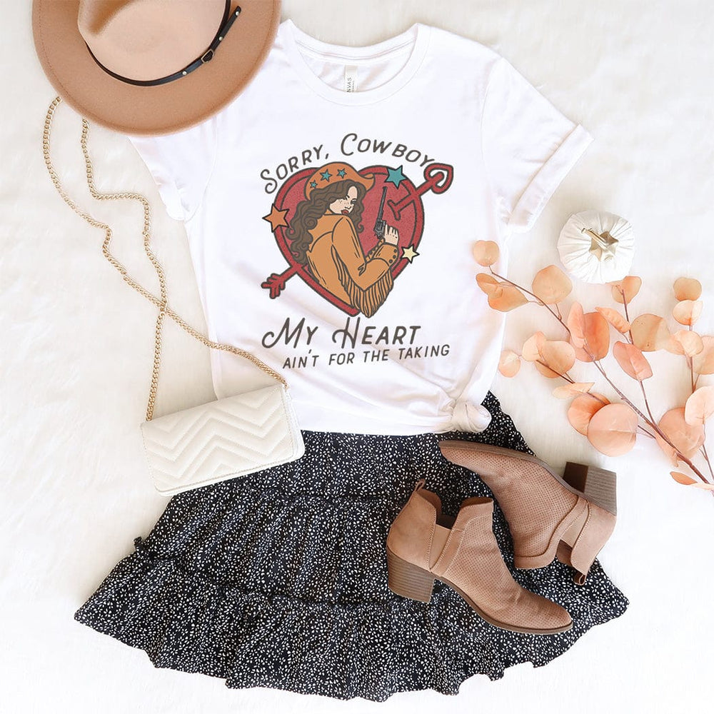 Sorry Cowboy Tee – Western Valentine Cowgirl Heart Graphic T-Shirt – VD304