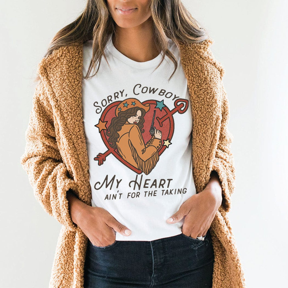 Sorry Cowboy Tee – Western Valentine Cowgirl Heart Graphic T-Shirt – VD304
