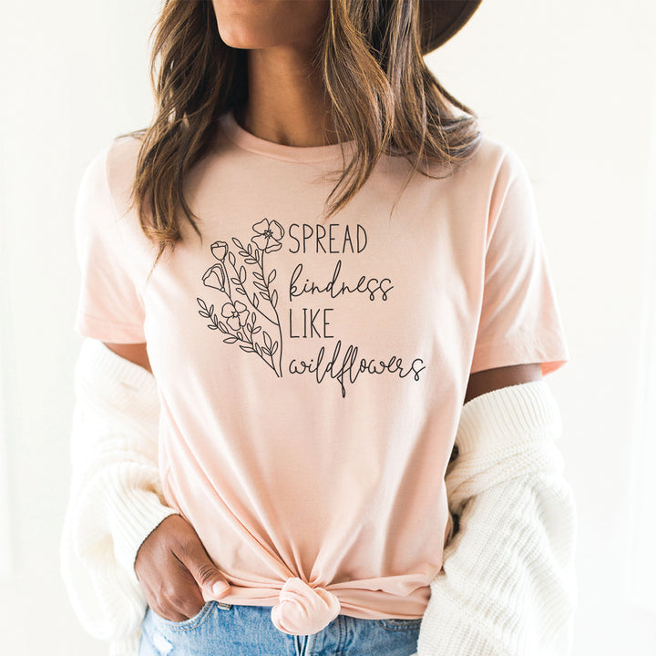 Spread Kindness Like Wildflowers Graphic Tee – Boho Positive Vibes T-Shirt  - SP421