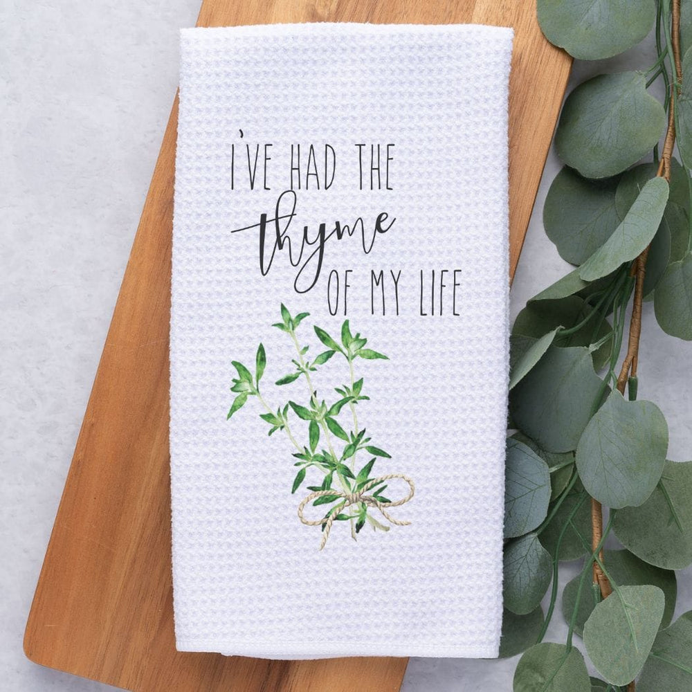 Thyme of my Life Waffle Weave Microfiber Tea Towel – 16" x 24" Kitchen Decor