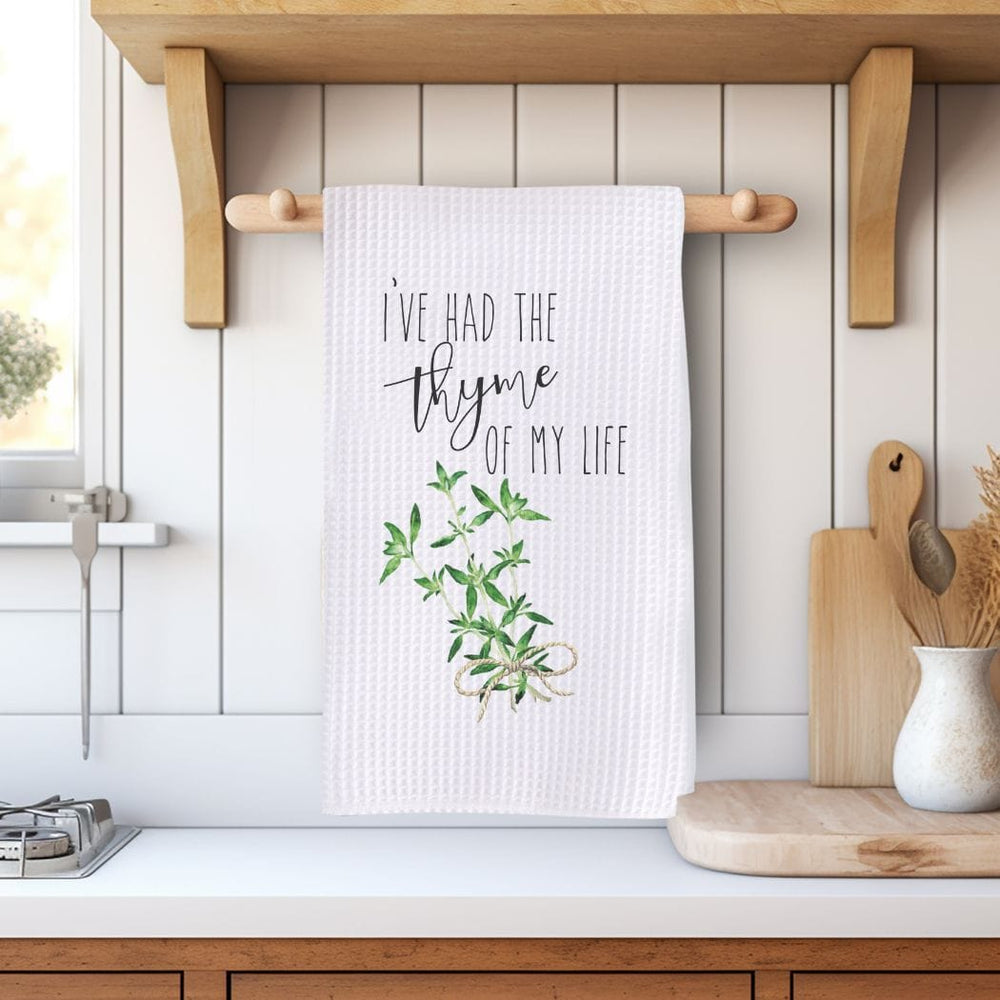 Thyme of my Life Waffle Weave Microfiber Tea Towel – 16" x 24" Kitchen Decor