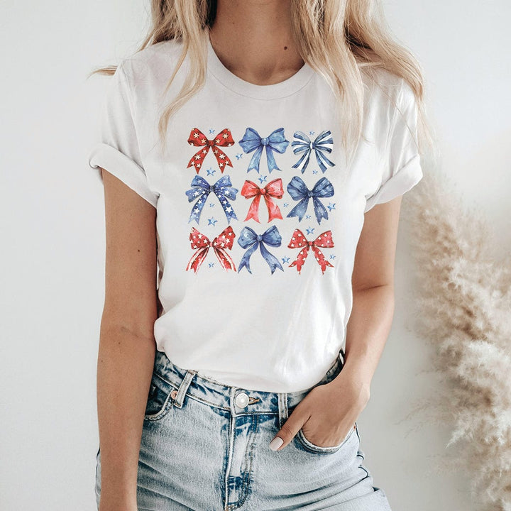 Bows Patriotic Graphic T-Shirt - WE406